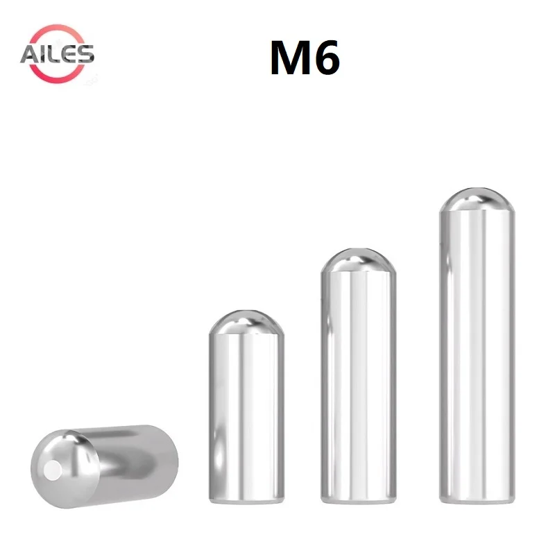 

Stainless Steel M6 Solid Cylindrical Pin Round Head Locating Dowel Ball Head Needle Roller Thimble 4 5 6 10 20mm