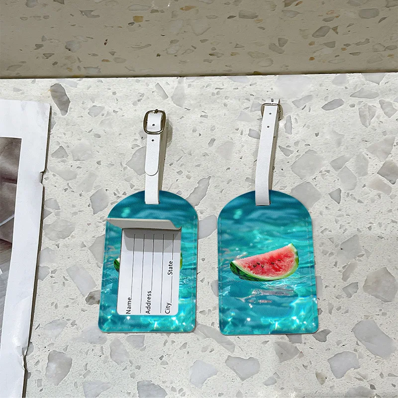 Watermelon Float Art Pattern Luggage Tag with Hanging Rope Used for Quick Identification and Decoration of Luggage Fashion Style