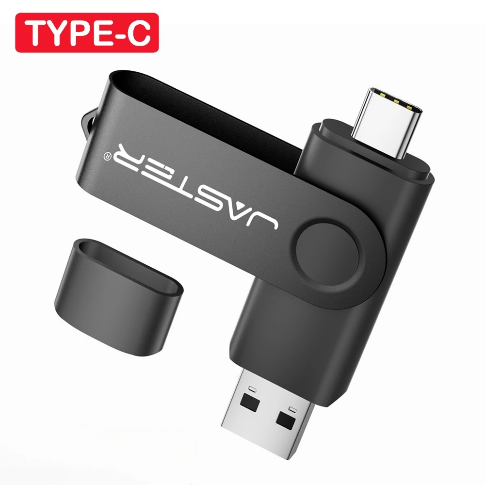 JASTER TYPE-C هدية الأعمال USB-C 128 جيجابايت عصا الذاكرة المعدنية 64 جيجابايت محرك القلم الفضي 32 جيجابايت مقاوم للماء محرك فلاش USB 16 جيجابايت للتدوير
