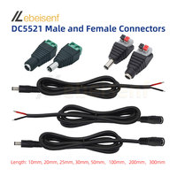 5.5 * 2.1mm Quick DC Connector Male or Female Round Butt Splice Power Plug 1M 2M 3M Extension Cable for 5050 2835 5730 LED Strip