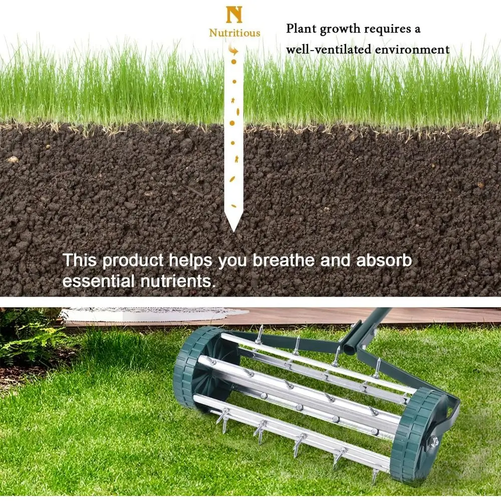 مهوية يدوية غير قابلة للانزلاق مع مسامير شديدة التحمل - أداة دوارة للعشب في الهواء الطلق (45 × 21 × 126 سم) #3