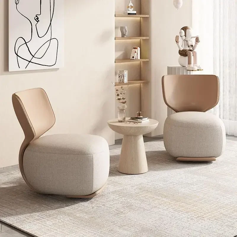 Luxury First Class Cabin Lounge Sofa Chair Nordic Living Room Fabric Low Stool Balcony Leisure Armchair Furniture
