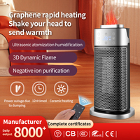 Portable PTC ceramics Electric Heater Desktop Bedroom 2000W Hot Air Vertical Heating Fan With Remote Control Winter Humidifier