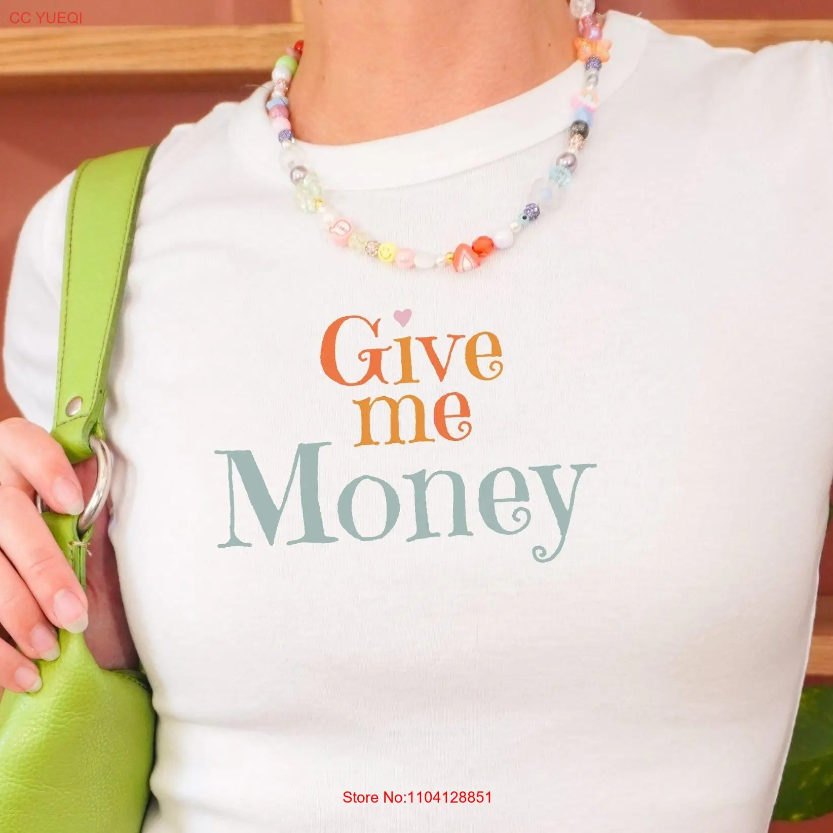 Beri saya uang Bayi kaus Y2K atasan pendek lucu pakaian jalanan 2000s pakaian untuk Shirtn 90s potongan lucu lengan panjang atau pendek