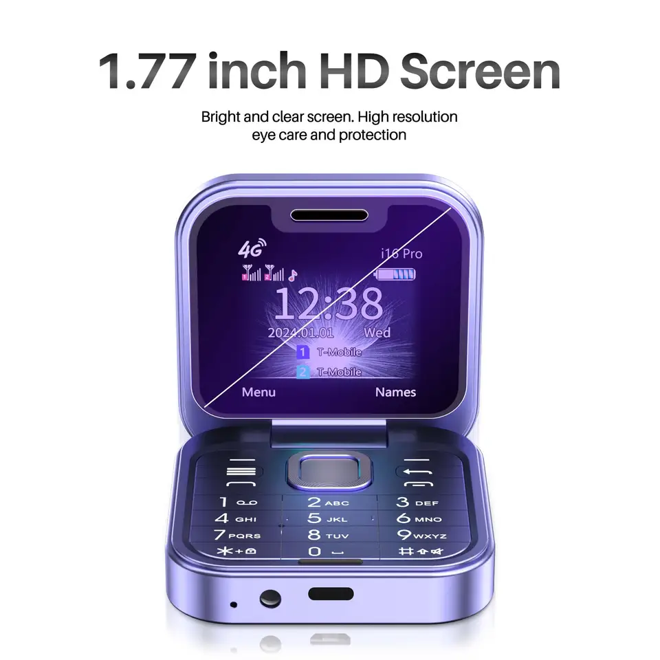 هاتف SERVO I16 برو 4G LTE مفتوح، هاتف محمول صغير قابل للطي بشاشة 1.77 بوصة، شريحتين، تسجيل المكالمات، طلب سريع، راديو FM - 5