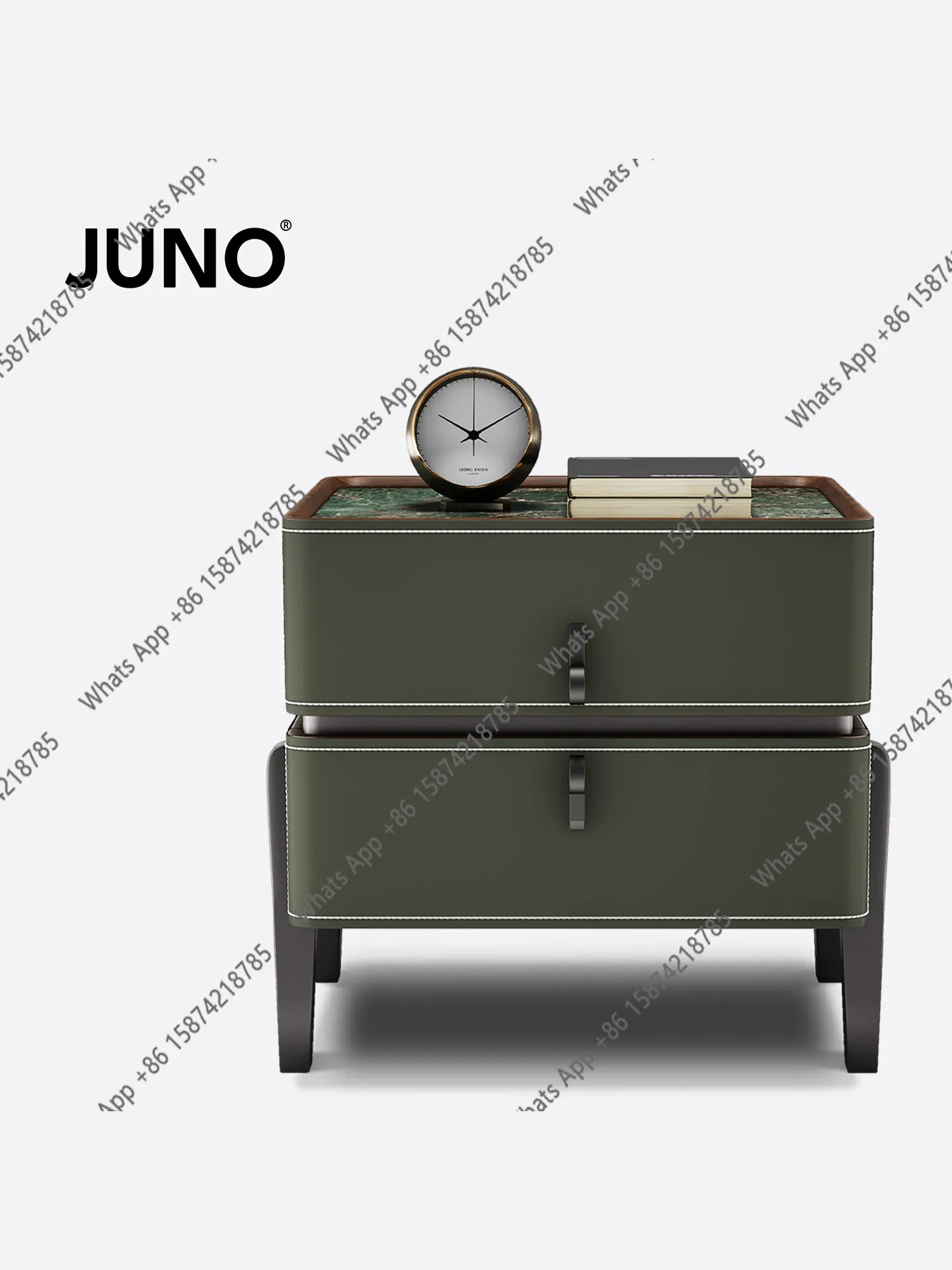 Premium saddle leather bedside table large flat-floor villa luxury new designer Italian bedside table