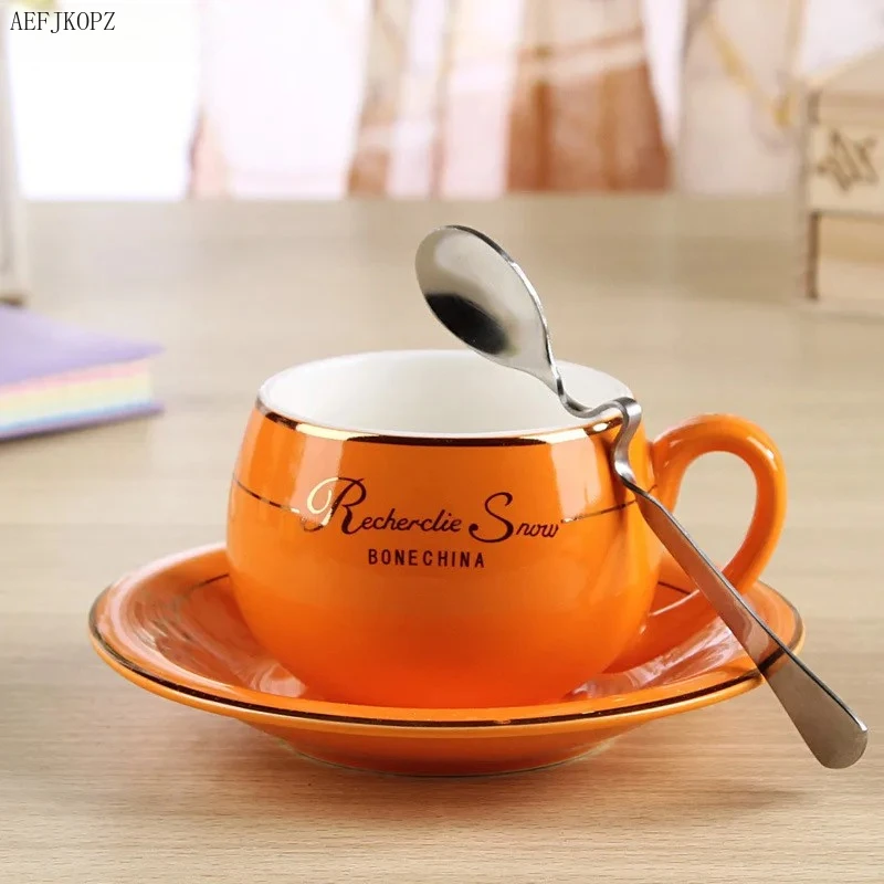 Cute Fashion Boutique Coffee Western Style Ceramic Bone China 160 Ml With 1 Spoon Sets coffee cup Modern Concise cups and mugs