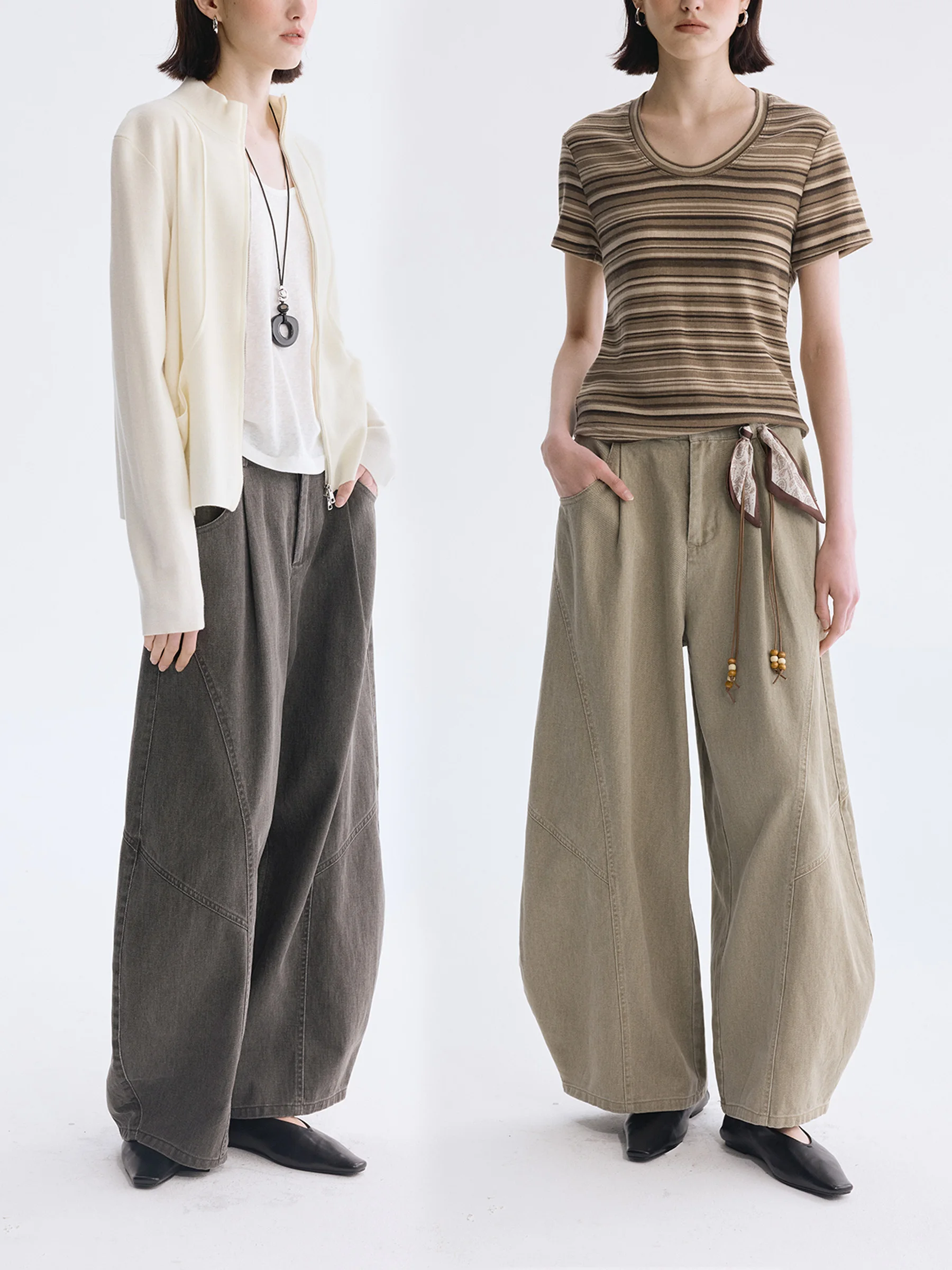 

Женские повседневные брюки DotDrobe из чистого хлопка с высокой талией и широкими штанинами, весна-лето, новинка, модель «Sle Waed Knife Blade ape»