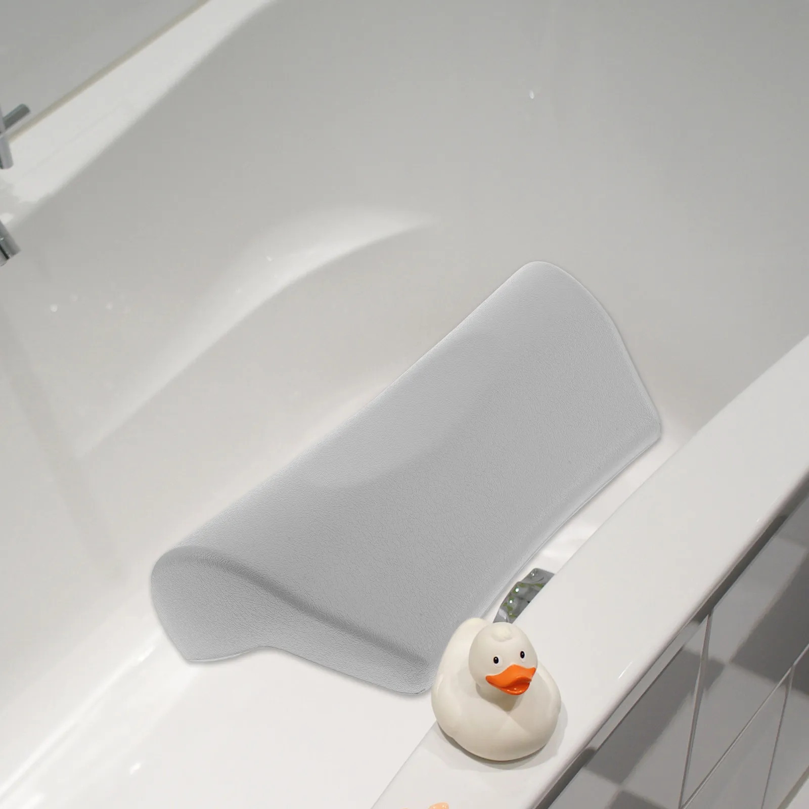 

Bathtub Pillow Headrest with Strong Suction Cups Ergonomic PU Bath Tub Cushion for Neck Back Support Waterproof Washable Spa