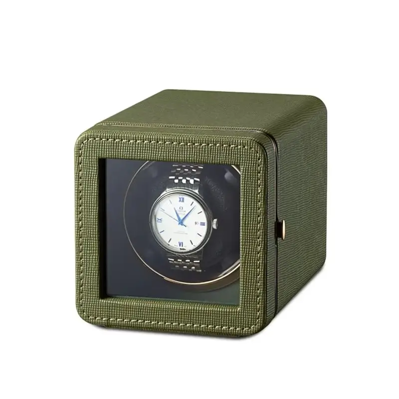 AT13 Mechanical Watches Winder Automatic Rotator Single Watch Winders Watches Display Organizer Boxes Green