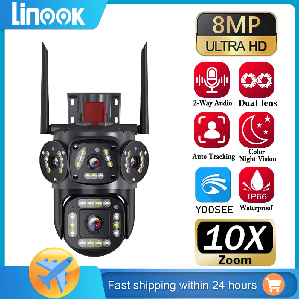 Linook YOOSEE CCTV Wireless WiFi Camera/. Dual lens. Security Camera 4k HD 360-IP Camera Waterproof Outdoor CCTV Wireless WiFi