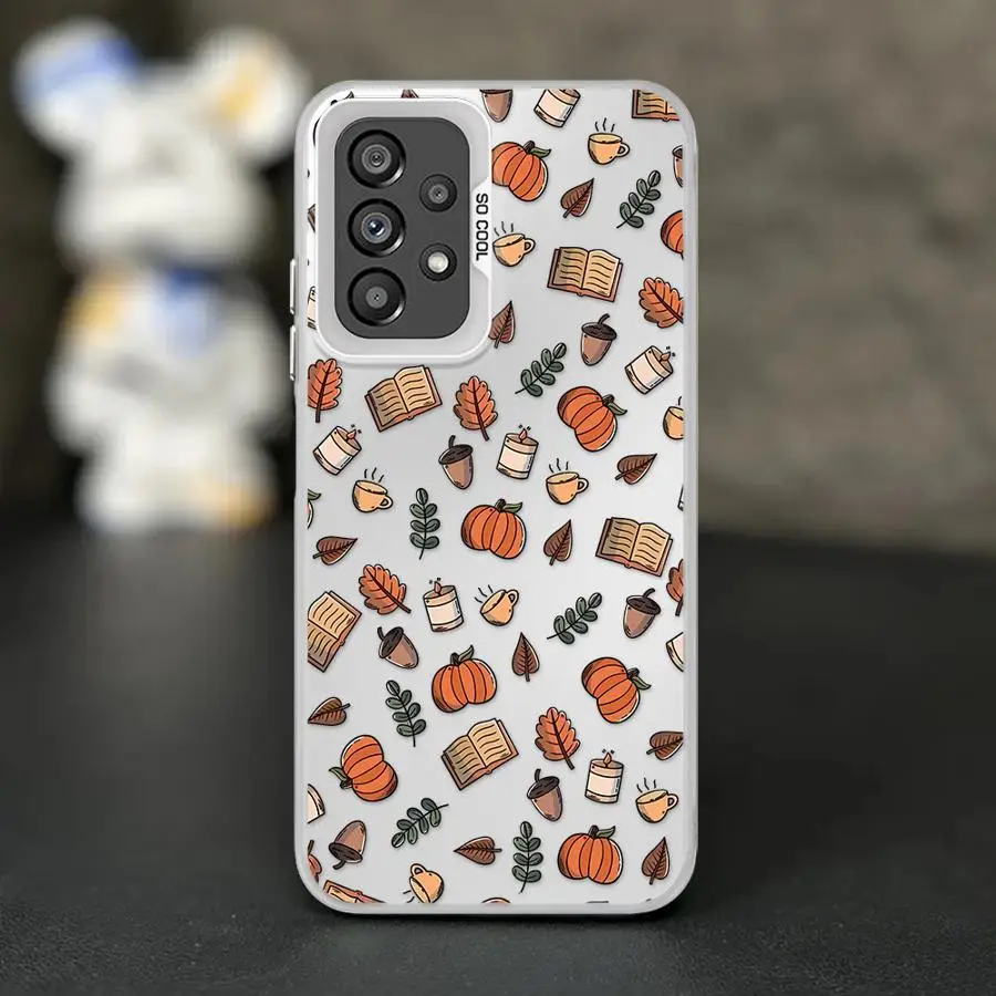 الكرتون مابل ليف اليقطين نمط الحال بالنسبة لسامسونج غالاكسي A52 A35 A71 A54 A73 A53 A51 A56 A72 A55 A26 A36 غطاء ناعم #4