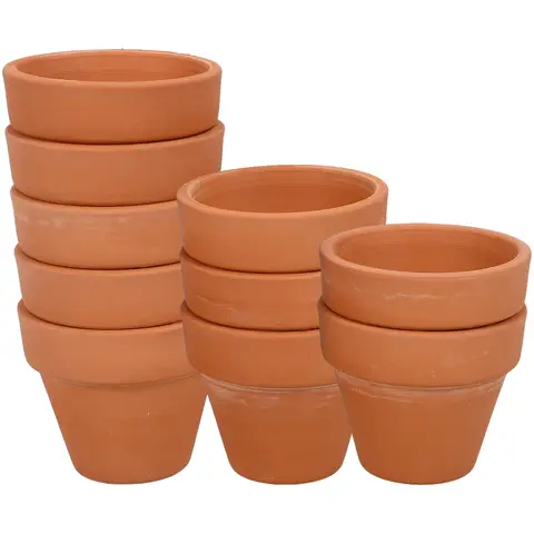 10 Pcs 미니 점토 테라코타 꽃 냄비 부드러운 질감 배수 구멍 즙이 많은 식물 화분 공예 프로젝트 선물 장식