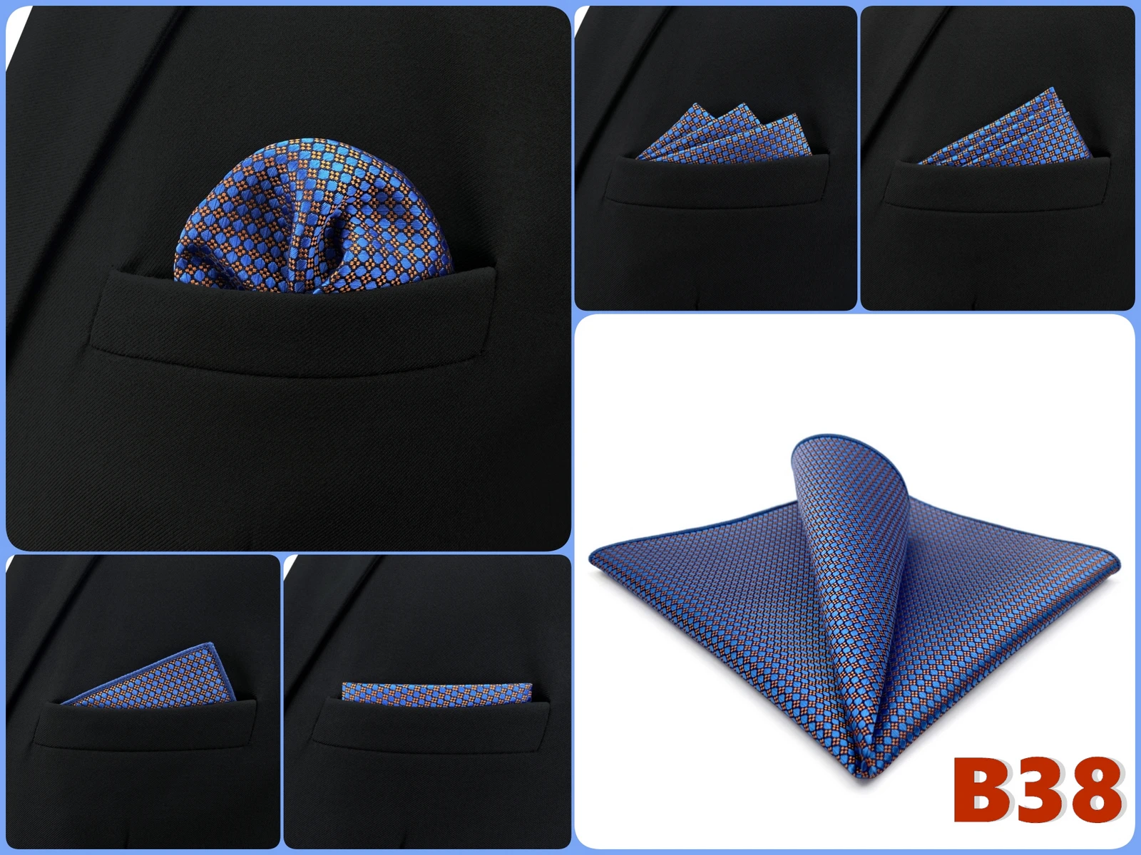 Pocket Square Handkerchief for Men Polka Dot Dots Plaid Check Checkered Suit Pocket Towel Hanky Mens Gift Wedding Business Party
