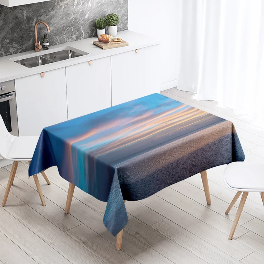 8 Landscape Tablecloth Natural World Scenery  Anti-Stain Waterproof Rectangular  Kitchen Table Home Decoration DN6-Z