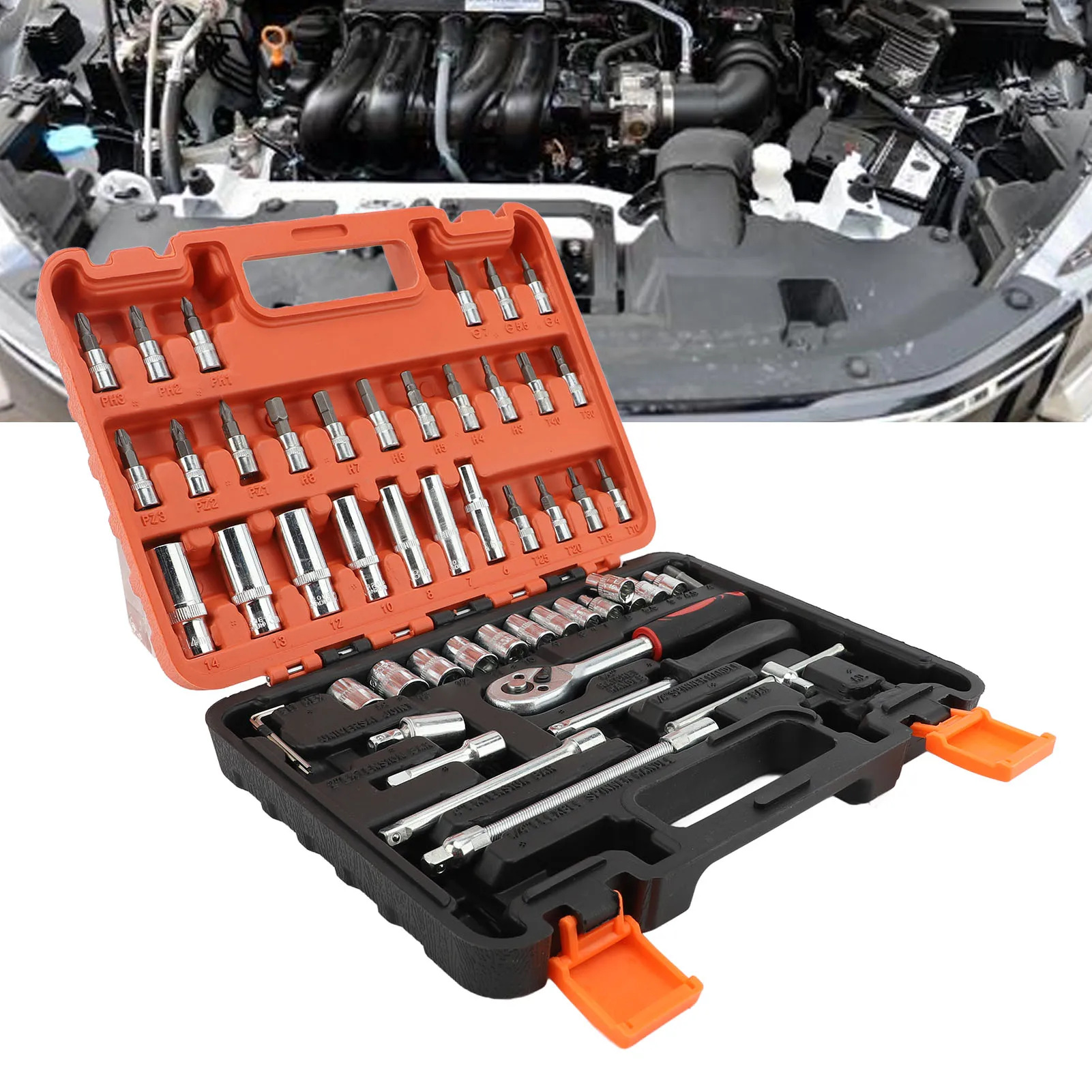 

Набор автомобильных торцевых ключей промышленного класса, инструмент для ремонта с высокой твердостью, с кейсом для хранения, для авторемонта