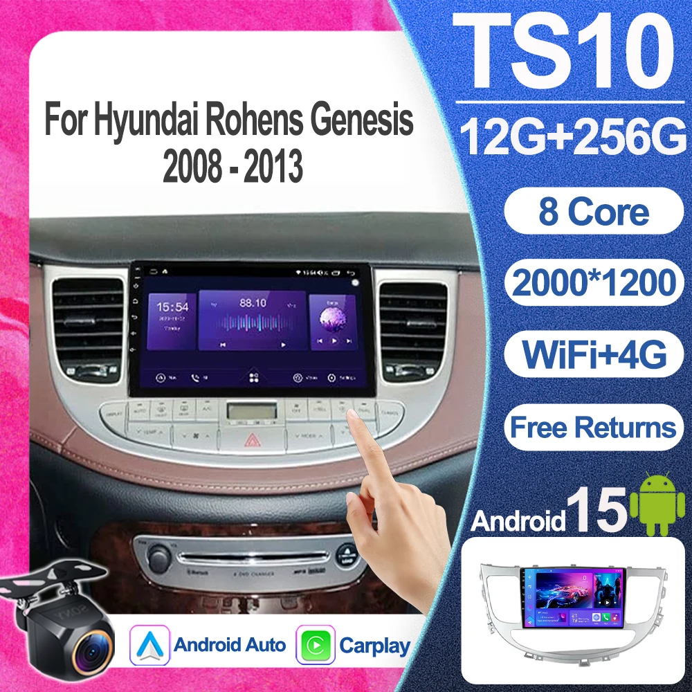 Android 16 para Hyundai Rohens Genesis 2008-2013, Navegación Multimedia, Carplay Inalámbrico, Pantalla Estéreo, Radio para Auto, Wifi 5G, 2K QLED