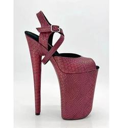 Auman Ale New style 17/20cm 23CM Wine Red snake high-heel Modern sandals open toe pole dancing training Women's high heels