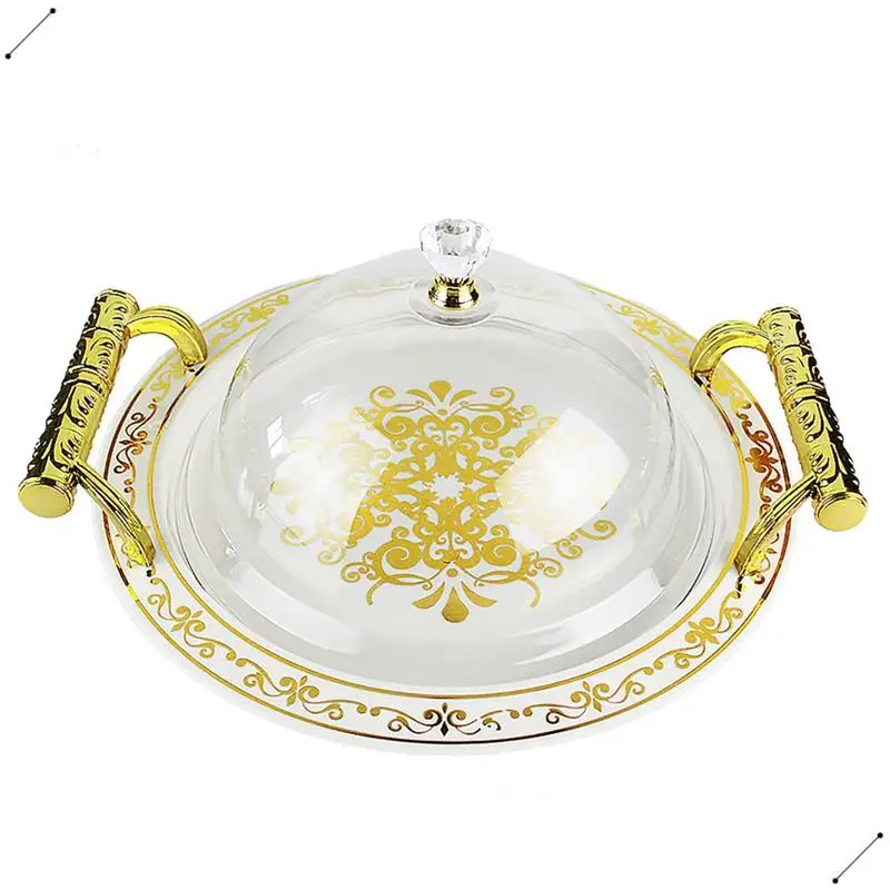 Fruit Dessert Tray With Handles Round Serving Tray For Countertop Coffee Table Home Bedroom Kitchen