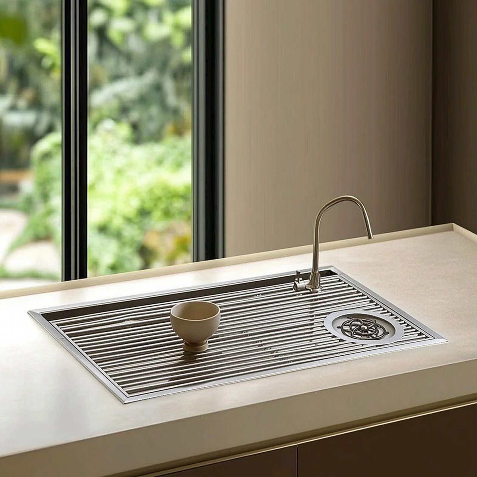蛇口開口部付きインセットティートレイ、ドレインスラット付きス - Home Barista のレビューと価格