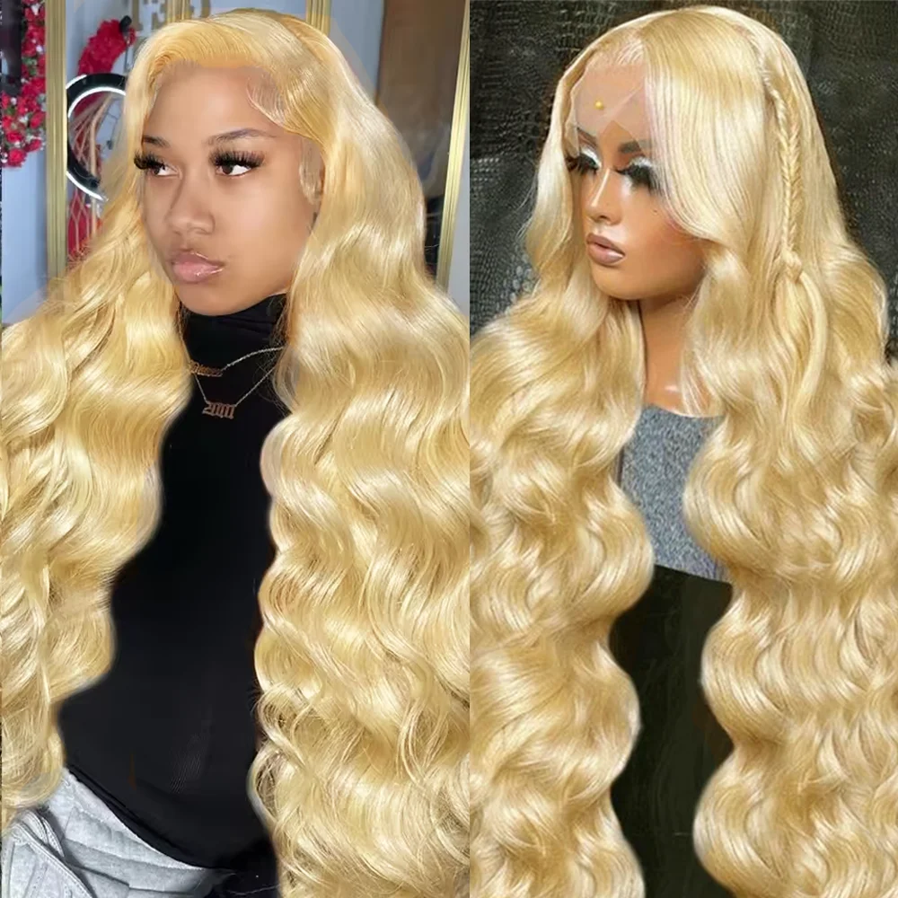 613 สีบลอนด์ Body Wave วิกผมลูกไม้ด้านหน้า HD โปร่งใสลูกไม้ 13x4 13x6 วิกผมมนุษย์ Pre Plucked Full Frontal วิกผมสําหรับผู้หญิงสีดํา