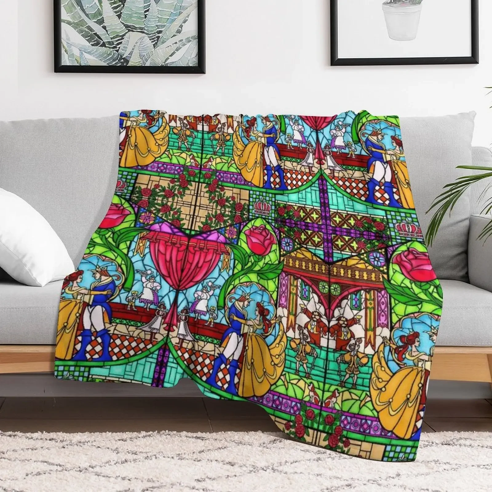 Patterns of the Stained Glass Window Throw Blanket Heavy Decorative Sofa Cute Plaid Hair Blankets