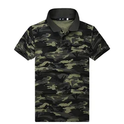 Camouflage short-sleeved T-shirt lapel outdoor casual polo shirt