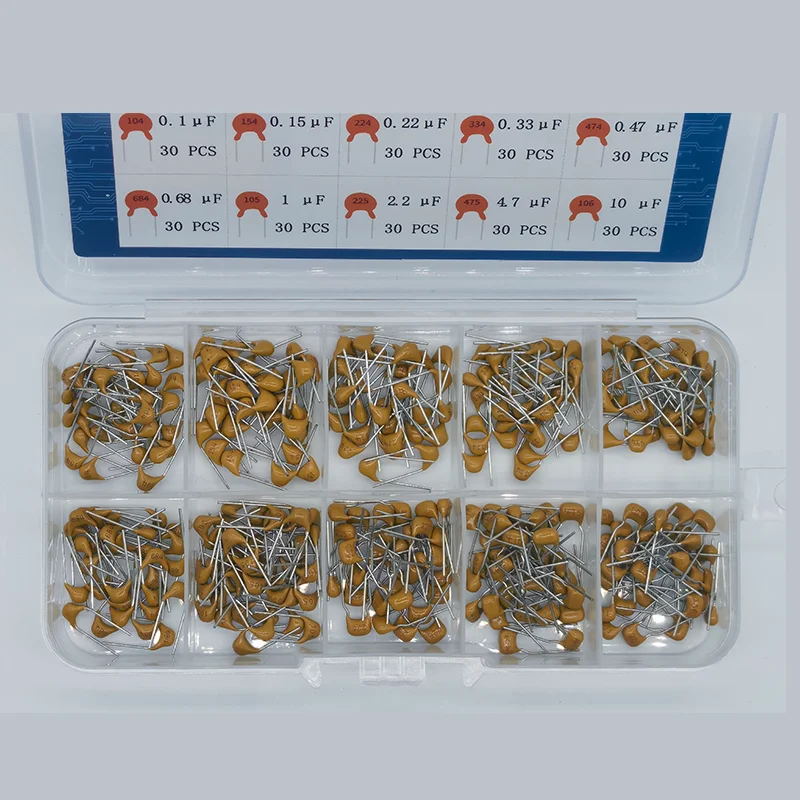 Imagem -03 - Kit de Sortimento Capacitor Cerâmico Monolítico Multicamadas 01 015 022 033 047 068 22 47 10 uf