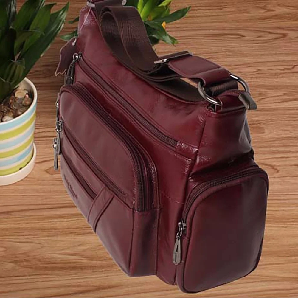 High Quality Women Shoulder Messenger Shopping Bags Real Cowhide Casual Multi-Pockets Genuine Leather Single CrossBody Bag