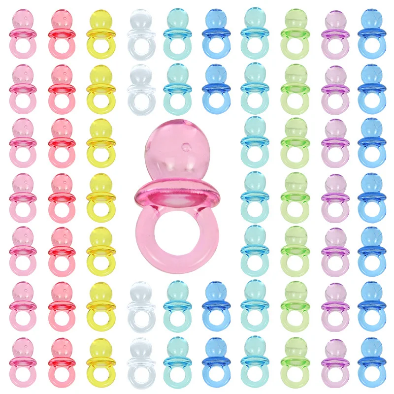 50 Stück Acryl-Schnuller-Anhänger, bunte Gastgeschenke für Babypartys, Dekorationen, Zubehör für Geburtstagsfeiern, Tischdekoration, Bastelbedarf