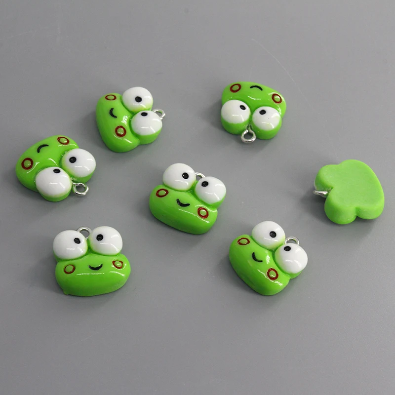 10pcs/pack Super Cute Cartoon Frog Resin Charms New Summer Earring Keychain Necklace Pendants Jewelry Making D218