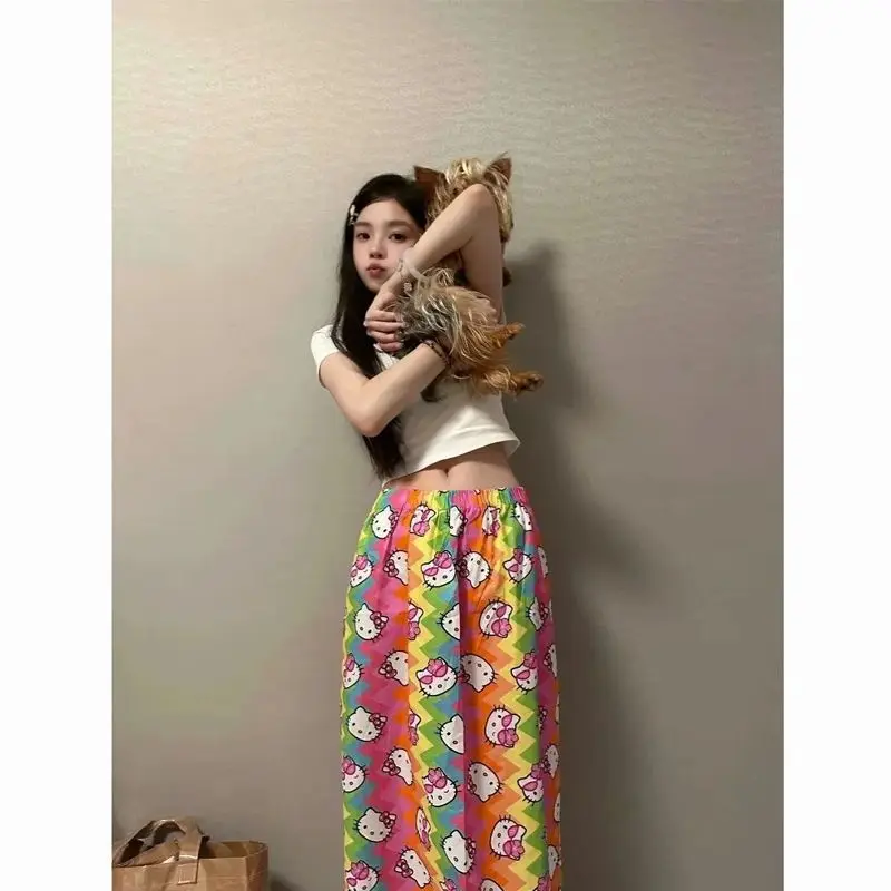 

Kawaii Sanrio Lovely Dopamine Bust Comfortable Family Pants Hello Kitty Colorful Casual Loose Shorts Birthday Present for Girls