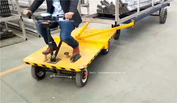 1.5m 2m and 2.5m Length Workshop Cargo Transfer 1 Ton Trackless Rubber Wheel Flat Cart