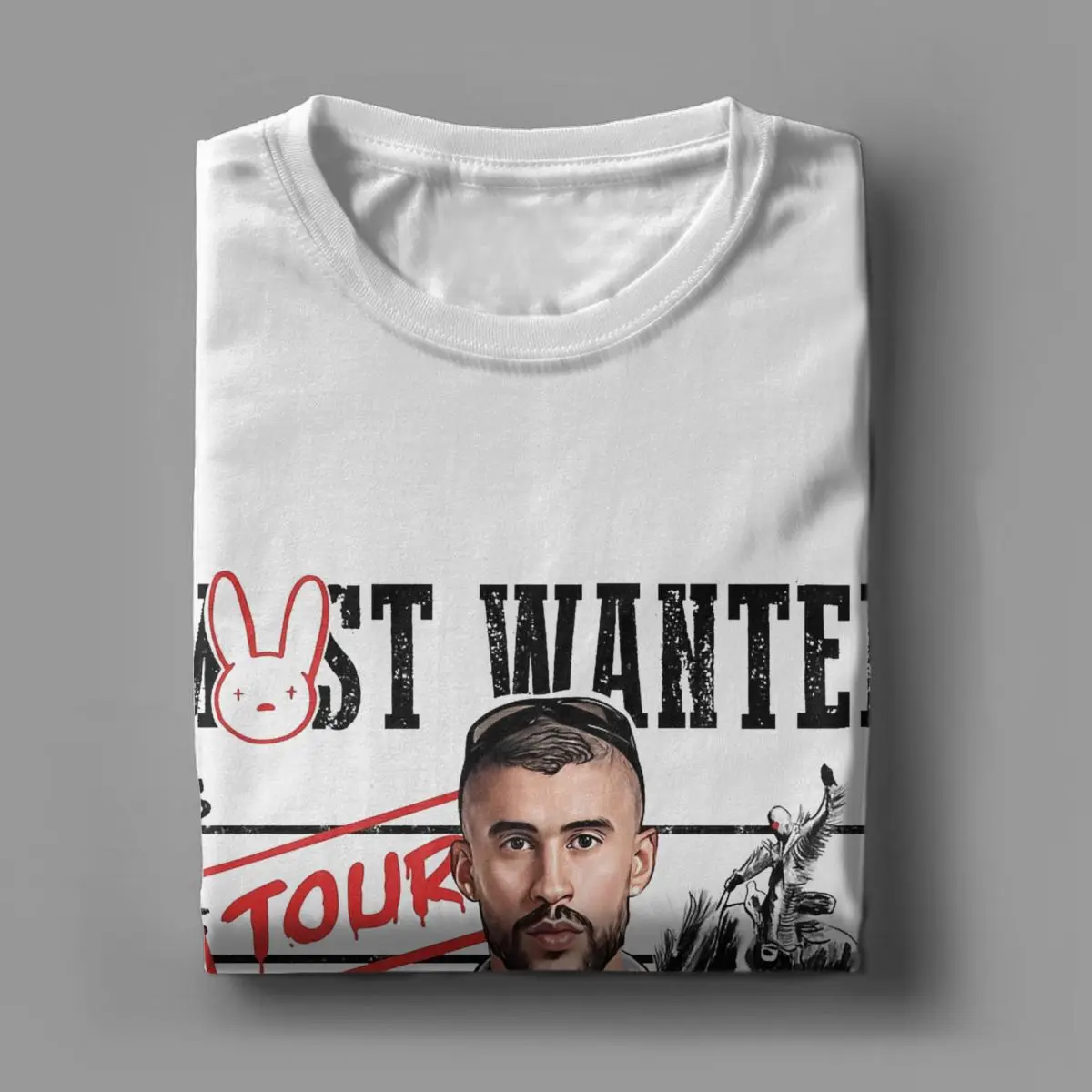 Bad Bunny Most Wanted Tour 2024 T-Shirts for Men Leisure Cotton Tee Shirt Round Collar Short Sleeve T Shirts Clothes image 5