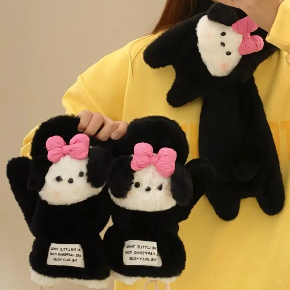 Cute Plush Cross Scarf Thicken Soft Neckerchief Wrap Gift Cartoon Neck Warmer Winter