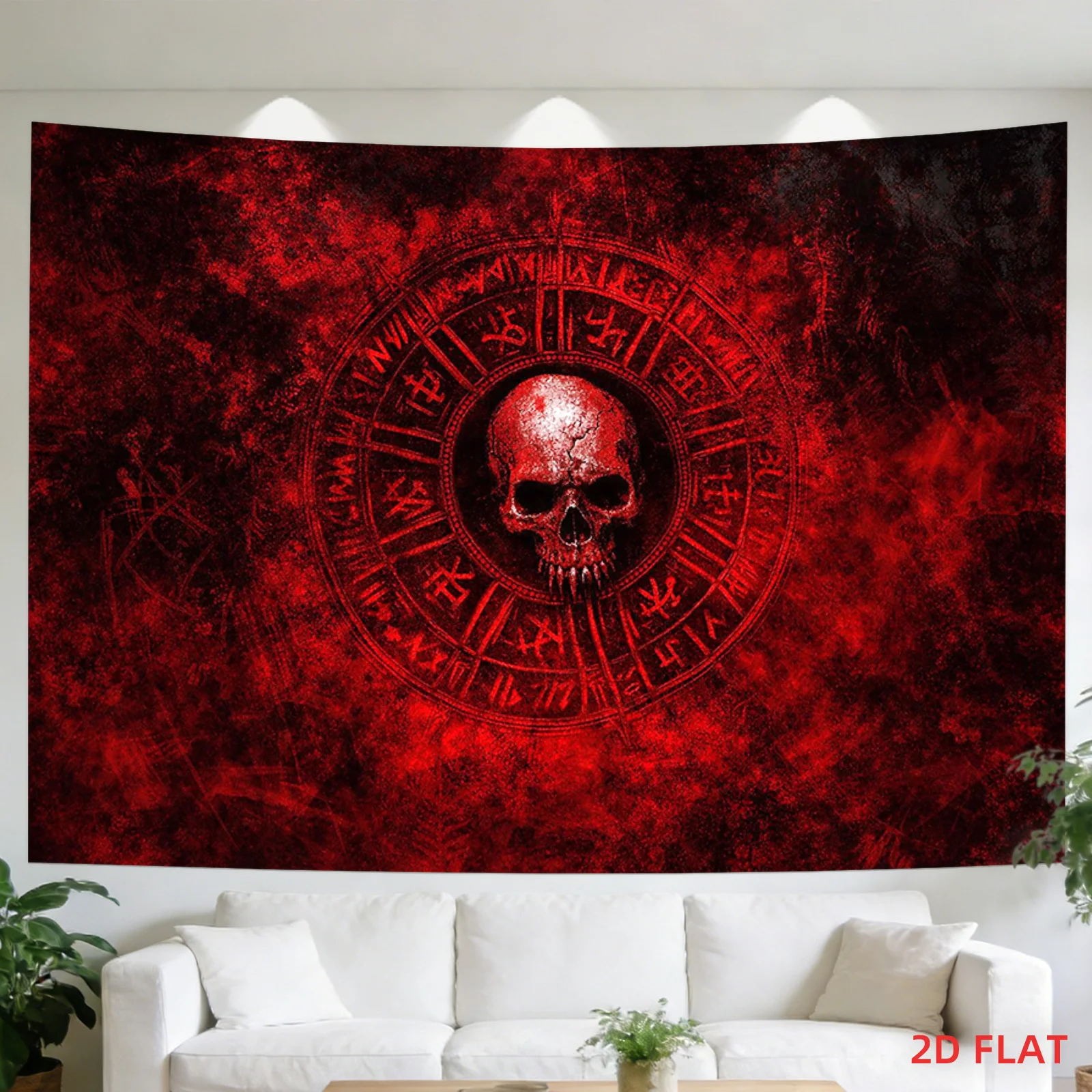 VIKAMA Halloween Gothic Wall Tapestry Retro Old Bloodline Rune Law Array Skull Mysterious Witchcraft Dark Wallpaper Party Decora