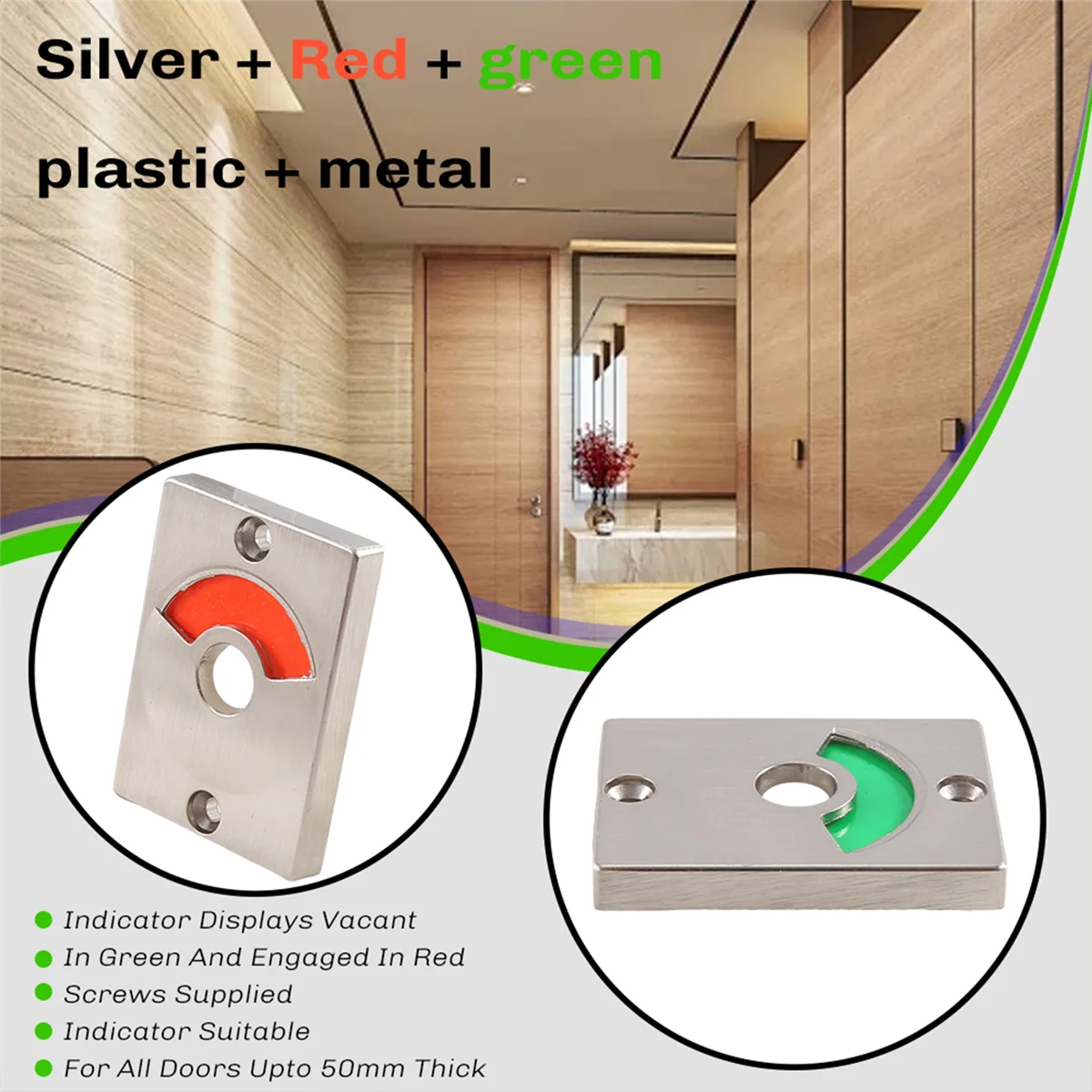 

Bathroom Toilet Wc Indicator Privacy Dead Bolt Door Lock Latch Vacant EngagedJAS