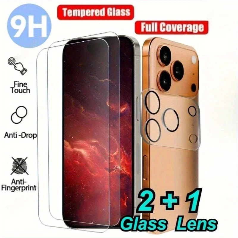 2 Stück hochauflösende Displayschutzfolie mit 1 Stück Displayschutzfolie für iPhone 17 16 Pro Max 17Air 16e 15 14 Pro 13 12 11 Pro