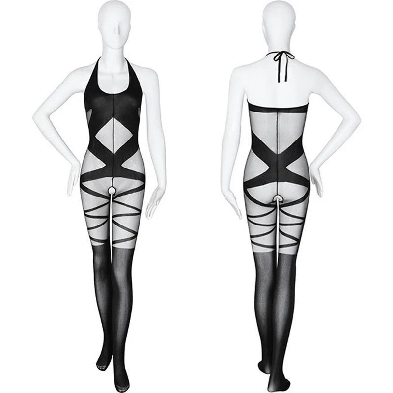 Integrated women\'s sexy role-playing suit with mesh thin gauze straps, hanging neck doll pantyhose, development style set