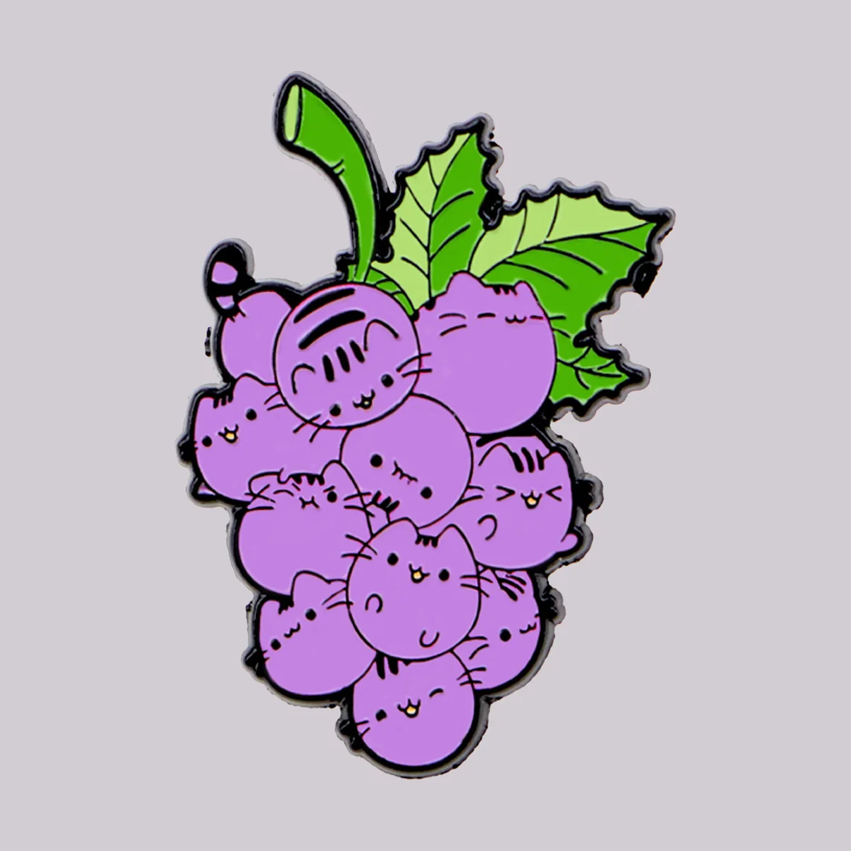Cute Purple Cat Enamel Pin Grape Brooch Pines Lapel Pins Badge on Backpack Clothing Accessories Fashion Jewelry Friends Gifts