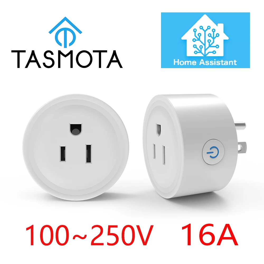 Pre Flashed TASMOTA US Plug WIFI 16A Adapter Smart Socket Outlet with Power Monitor MQTT Works With Home Assistant ESP8285