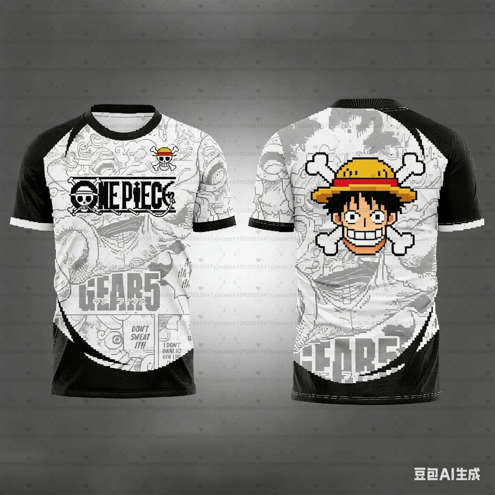 

Мужская футболка One Piece Luffy Gear 5 в стиле манги, 3D, быстросохнущая, для мужчин и женщин, спортивная, аниме, семейная футболка