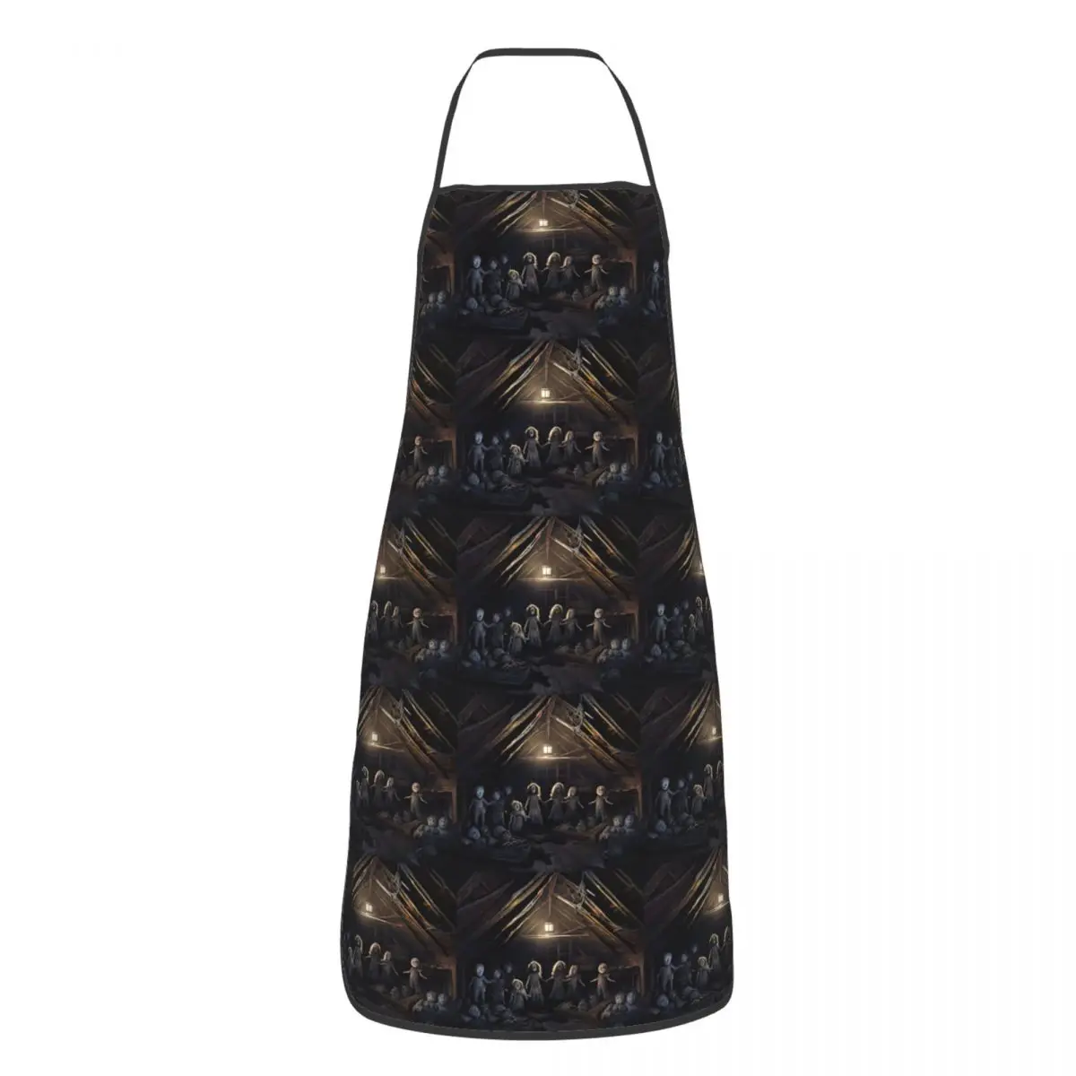 Haunted Attic With Possessed Creepy Dolls Aprons Chef Cooking Tablier Sleeveless Bib Kitchen Cleaning Pinafore for Women Men