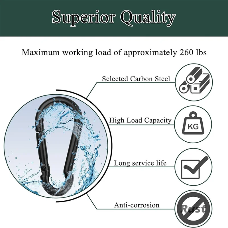 

B07B-100 шт. пружинные карабины, маленький карабин M6 2,36 дюйма, сверхмощный зажим для ключей для кемпинга, качелей