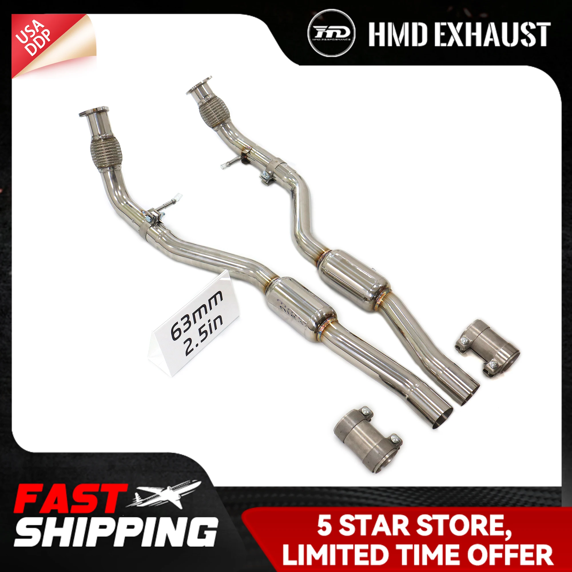 

HMD Exhaust Middle pipe for Audi SQ5 B8 3.0T SS304 Perfect quality Replaceable installation Long service life ﻿