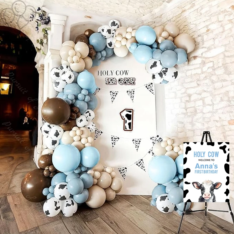 

128Pcs Cow Print Balloons Arch Retro khaki Sand White Macaron Blue Balloons Arch Kit Wedding Baby Shower Birthday Party Supplies