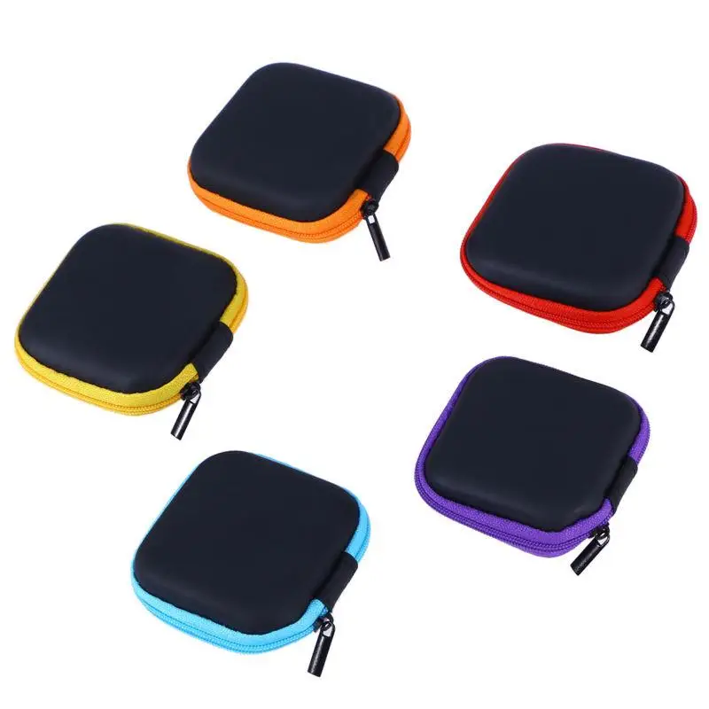 Assorted Color Mini EVA Headphones Storage Box Case Portable Travel Carrying Case Earphones Earbuds Headset USB Cable Pouch