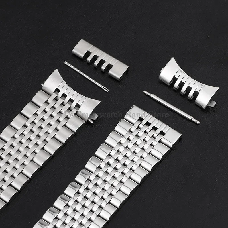 18mm 20mm 22mm Stainless Steel Watch Band for Seiko for Omega Wrist Band Curved End Men Sport Replacement Bracelet Folding Clasp