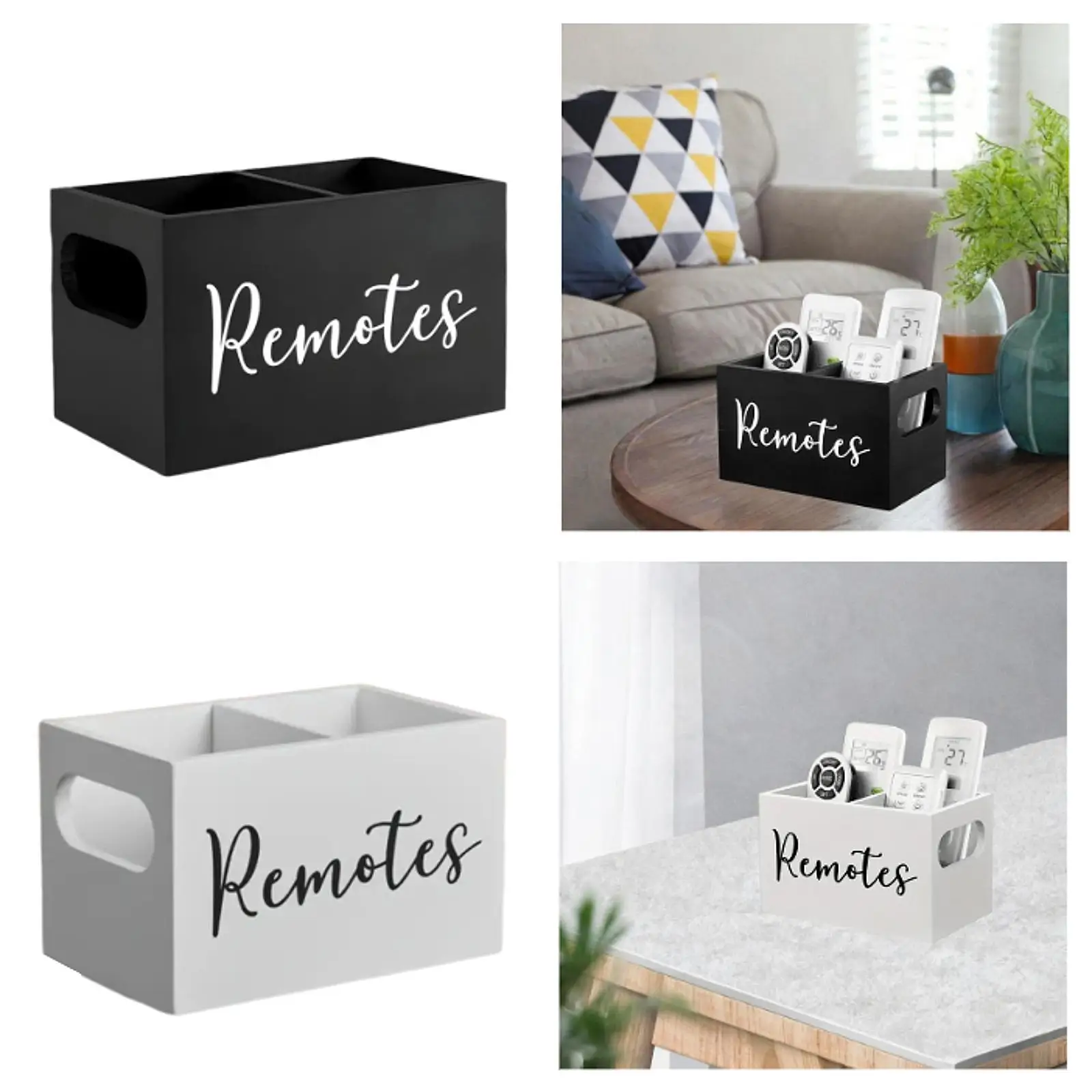 Remote Control Holder Remote Box 2 Compartment Remote Caddy Organizer for NightStand Living Room Bedside Table Office Couch