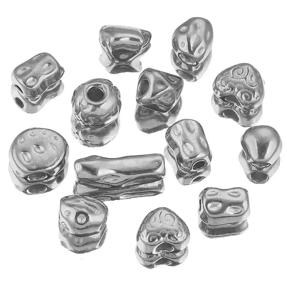 20PCS Stainless Steel Gold Plated Heart Tube Twisted Loose Small Spacer Beads for Needlework DIY Bracelet Jewelry Making Craft